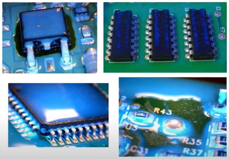 examples of conformal coating dewetting